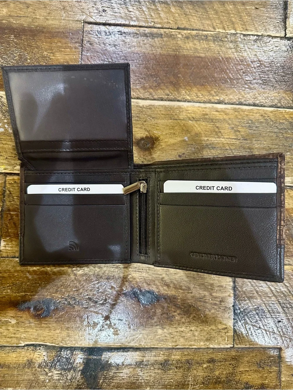 Men's Brown Western Genuine Leather weave Bifold Wallet RDIF blocking slim fit